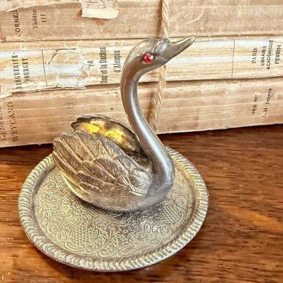 Vintage Other - VTG Swan ring holder trinket dish